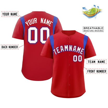 Custom Red Royal Classic Style Personalized Full Button Authentic Baseball Jersey