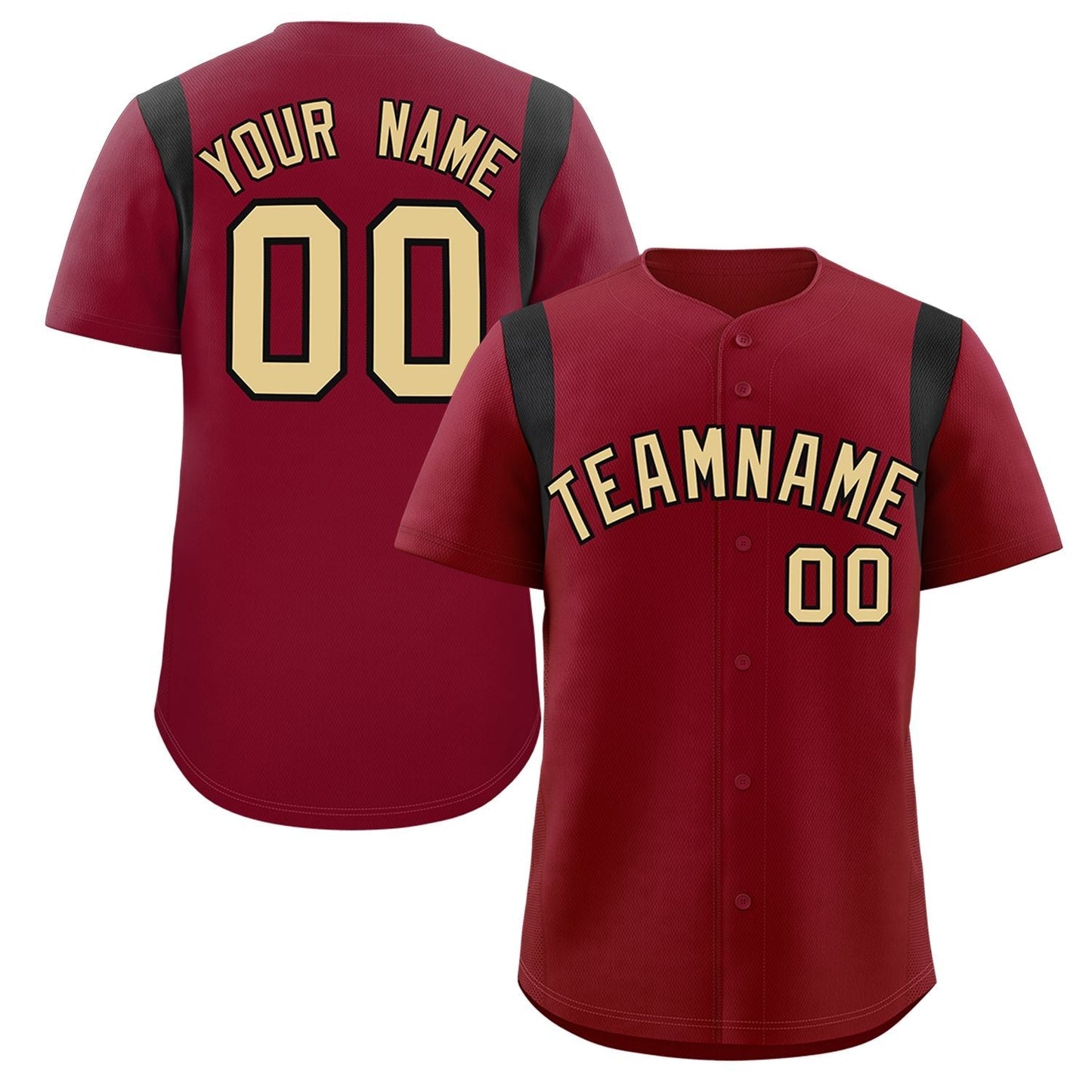 Custom Crimson Black Classic Style Personalized Full Button Authentic Baseball Jersey