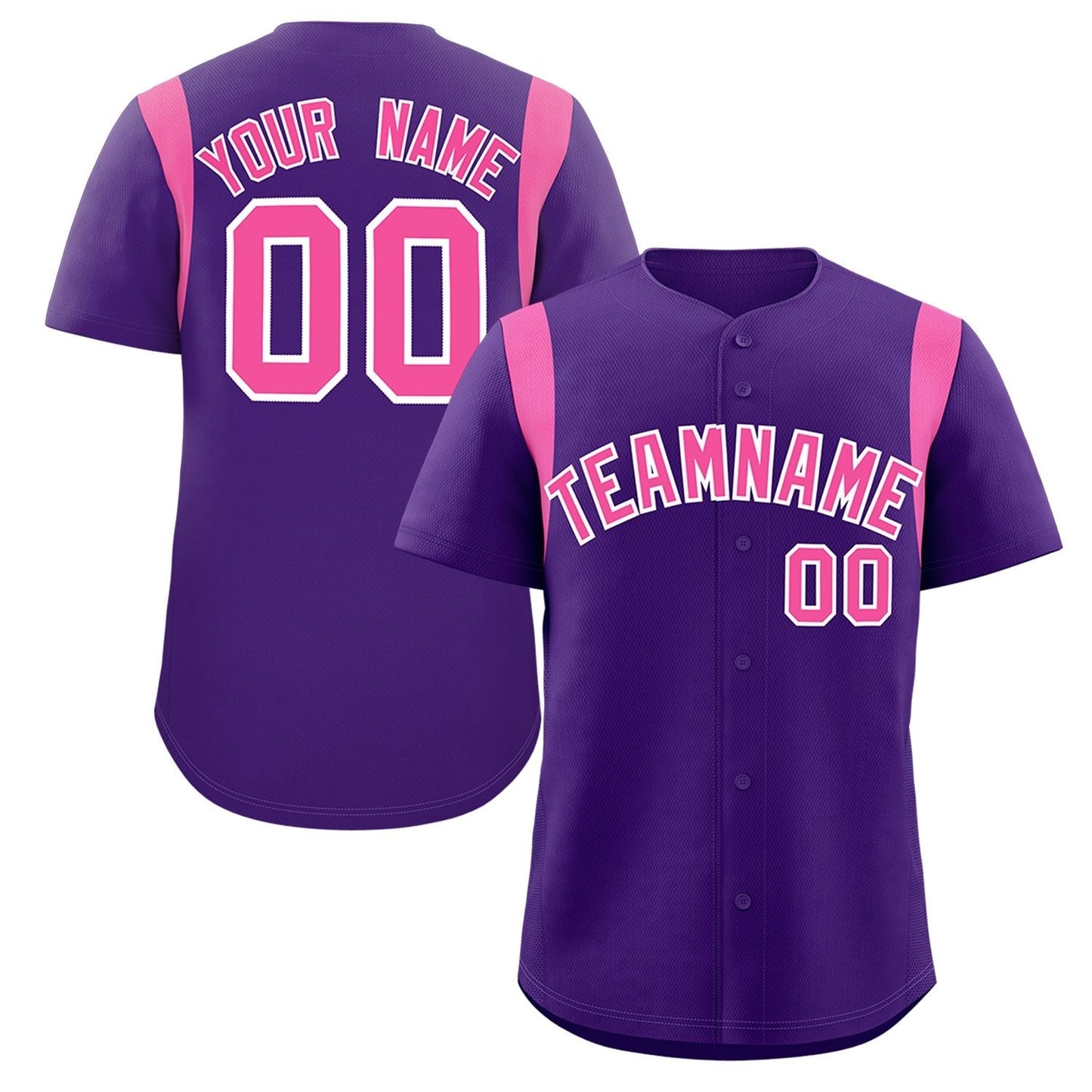 Custom Purple Pink Classic Style Personalized Full Button Authentic Baseball Jersey