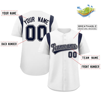 Custom White Navy Classic Style Personalized Full Button Authentic Baseball Jersey