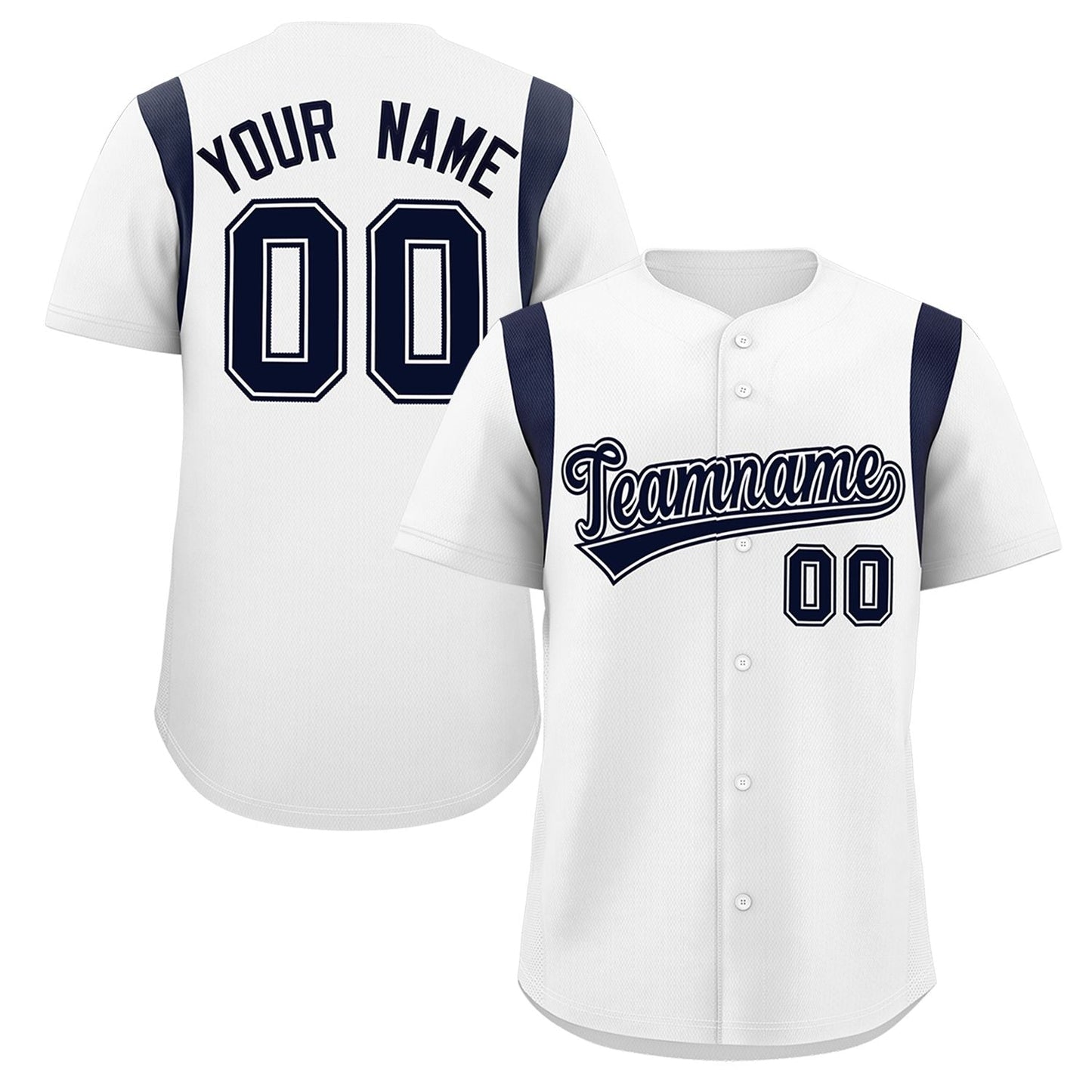 Custom White Navy Classic Style Personalized Full Button Authentic Baseball Jersey