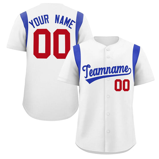 Custom White Royal Classic Style Personalized Full Button Authentic Baseball Jersey