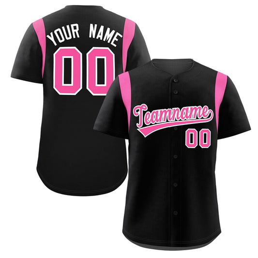 Custom Black Pink Classic Style Personalized Full Button Authentic Baseball Jersey