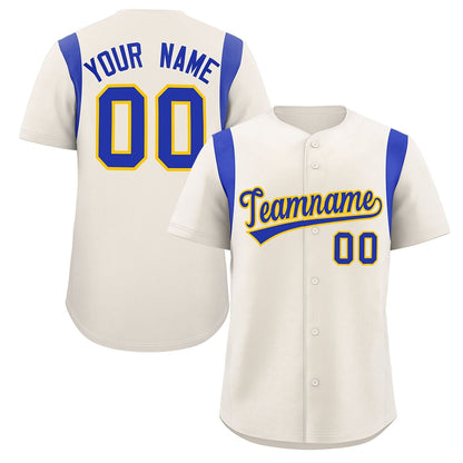 Custom Cream Royal Classic Style Personalized Full Button Authentic Baseball Jersey