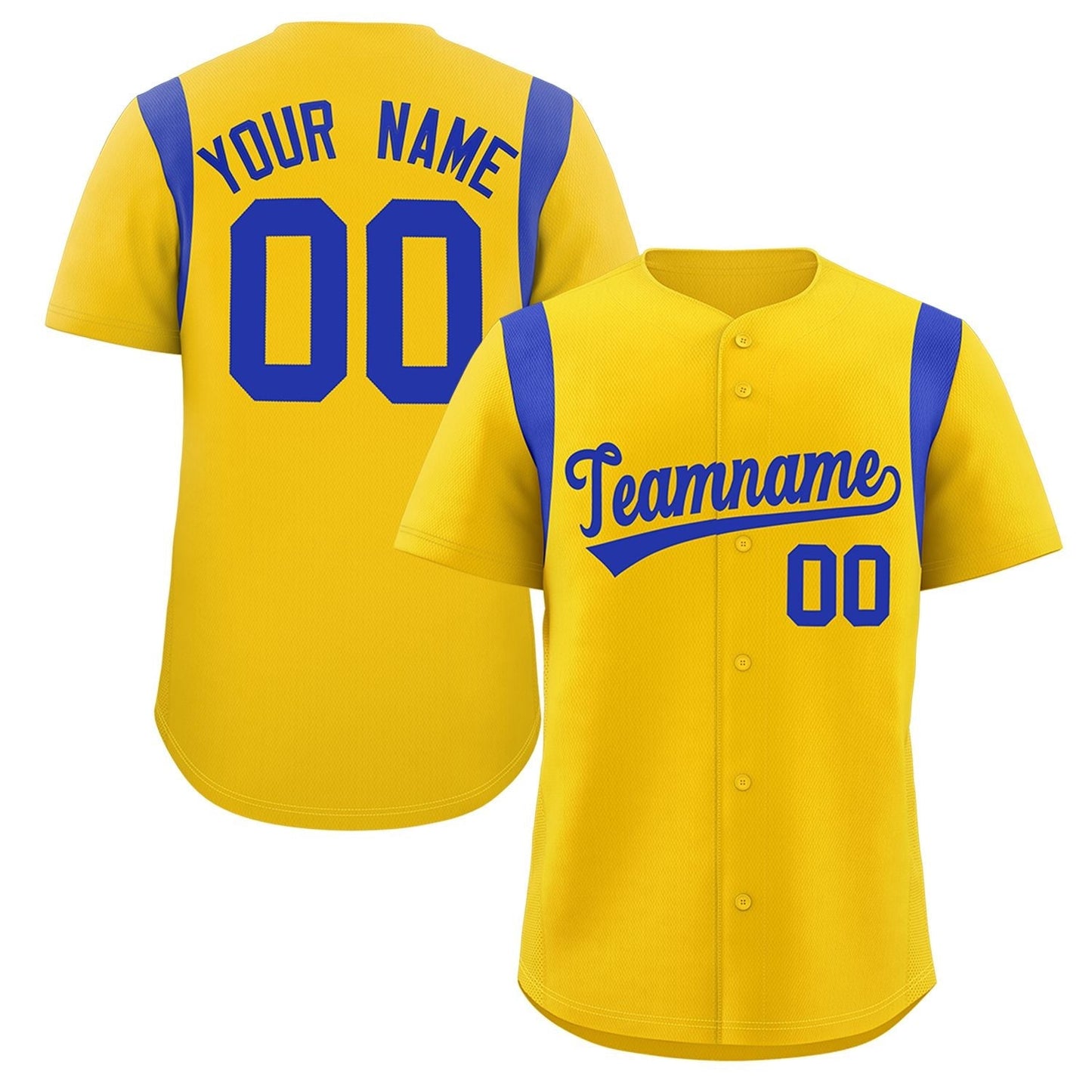 Custom Gold Royal Classic Style Personalized Full Button Authentic Baseball Jersey