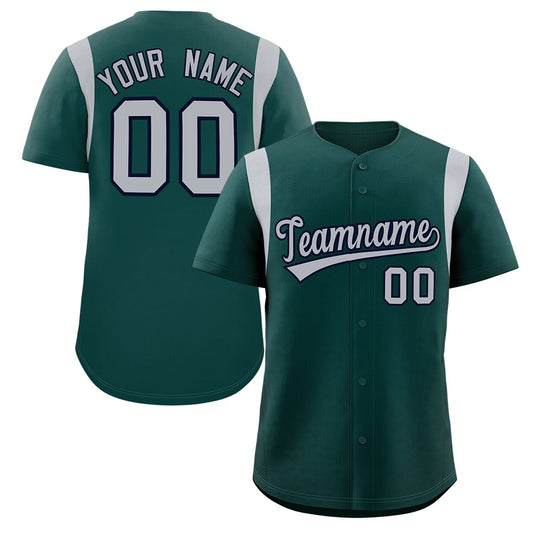 Custom Midnight Green Gray Classic Style Personalized Full Button Authentic Baseball Jersey