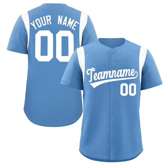 Custom Light Blue White Classic Style Personalized Full Button Authentic Baseball Jersey