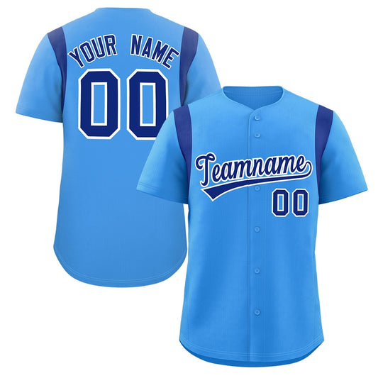 Custom Powder Blue Royal Classic Style Personalized Full Button Authentic Baseball Jersey