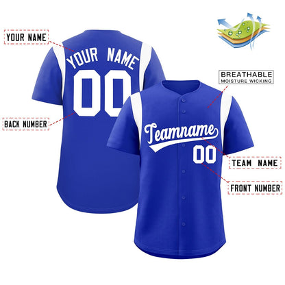 Custom Royal White Classic Style Personalized Full Button Authentic Baseball Jersey