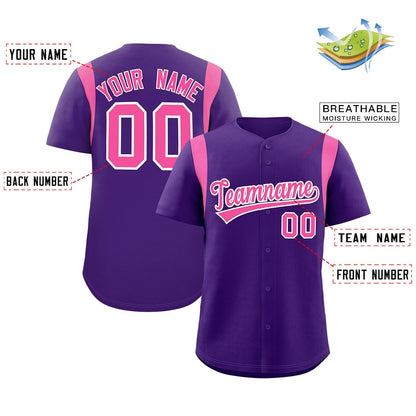 Custom Purple Pink Classic Style Personalized Full Button Authentic Baseball Jersey