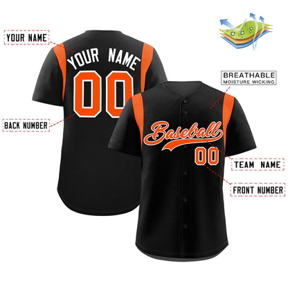 Custom Black Orange Classic Style Personalized Full Button Authentic Baseball Jersey