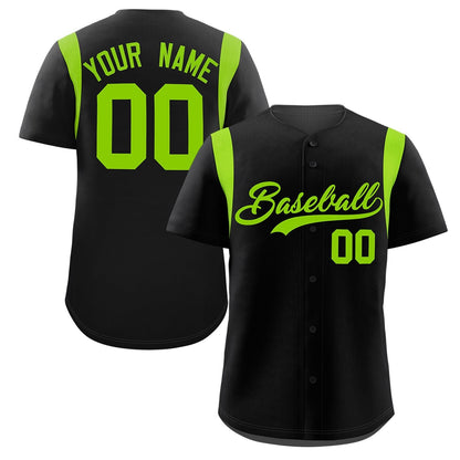 Custom Black Neon Green Classic Style Personalized Full Button Authentic Baseball Jersey