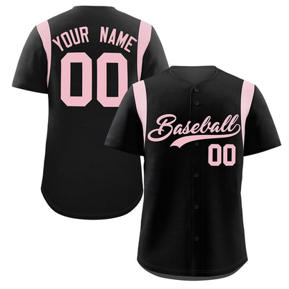 Custom Black Light Pink Classic Style Personalized Full Button Authentic Baseball Jersey