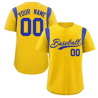 Custom Gold Royal Classic Style Personalized Full Button Authentic Baseball Jersey