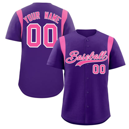 Custom Purple Pink Classic Style Personalized Full Button Authentic Baseball Jersey