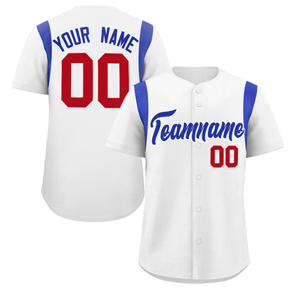 Custom White Royal Classic Style Personalized Full Button Authentic Baseball Jersey