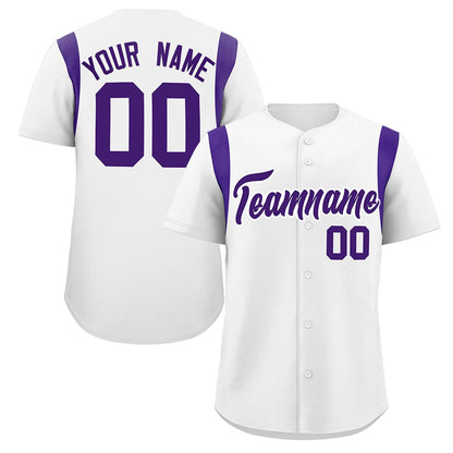 Custom White Purple Classic Style Personalized Full Button Authentic Baseball Jersey