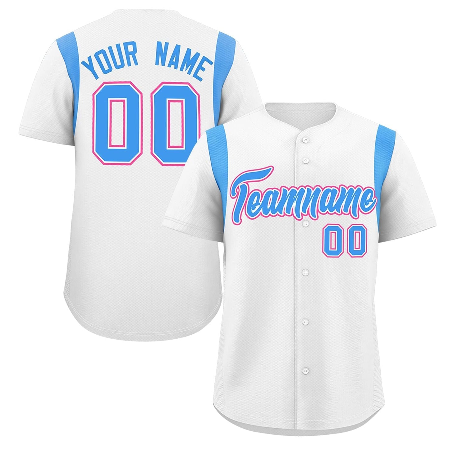 Custom White Powder Blue Classic Style Personalized Full Button Authentic Baseball Jersey