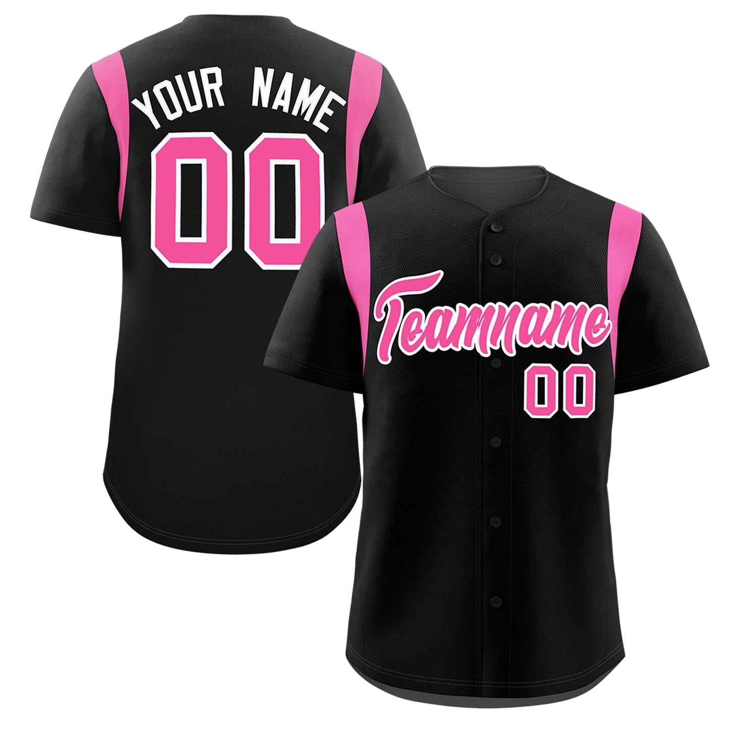 Custom Black Pink Classic Style Personalized Full Button Authentic Baseball Jersey