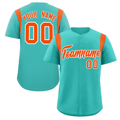 Custom Aqua Orange Classic Style Personalized Full Button Authentic Baseball Jersey