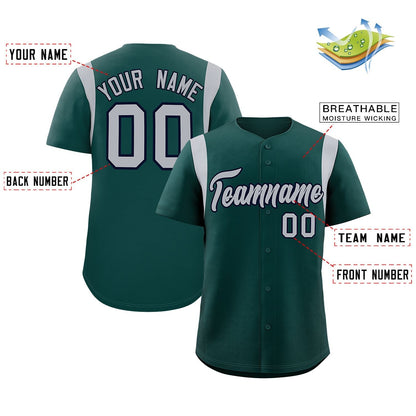 Custom Midnight Green Gray Classic Style Personalized Full Button Authentic Baseball Jersey