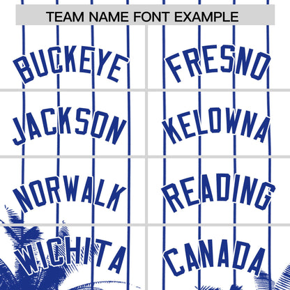 Custom White Royal Pinstripe Coconut Tree Pattern Authentic Baseball Jersey