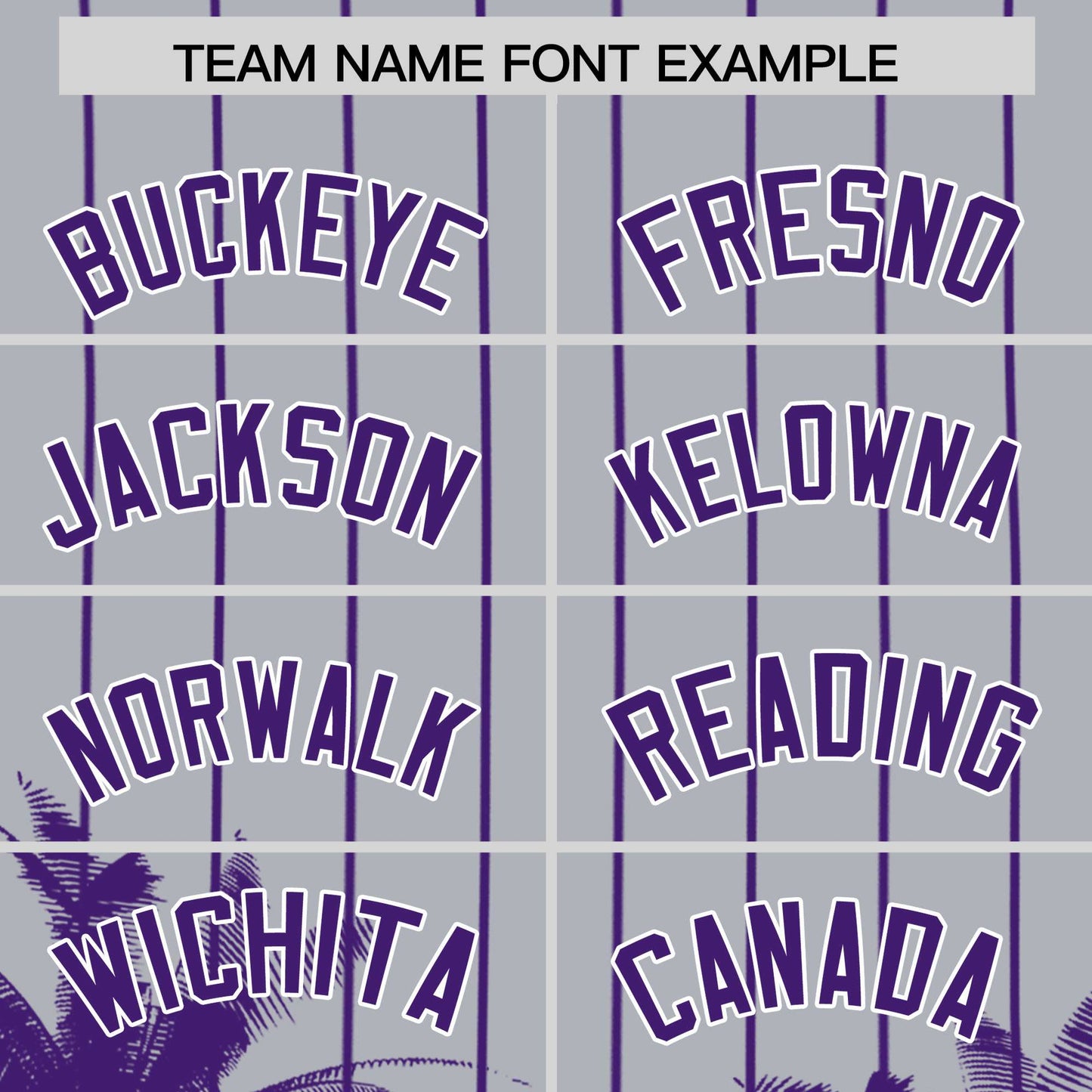 Custom Gray Purple Pinstripe Coconut Tree Pattern Authentic Baseball Jersey