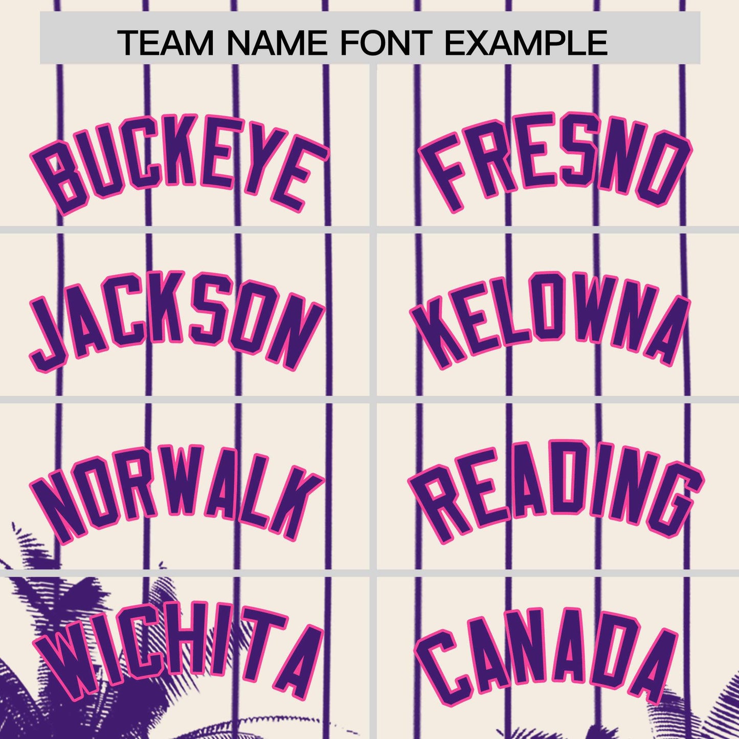 Custom Cream Purple Pinstripe Coconut Tree Pattern Authentic Baseball Jersey