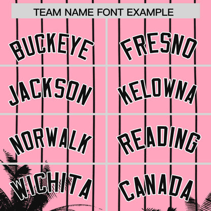 Custom Light Pink Black Pinstripe Coconut Tree Pattern Authentic Baseball Jersey