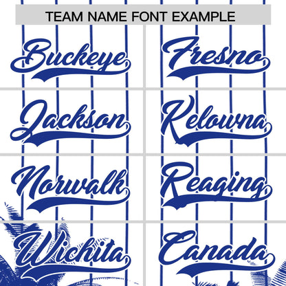 Custom White Royal Pinstripe Coconut Tree Pattern Authentic Baseball Jersey