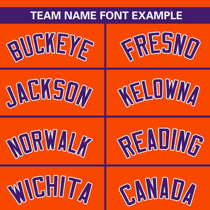 Custom Orange Purple Color Block Personalized Raglan Sleeves Authentic Baseball Jersey