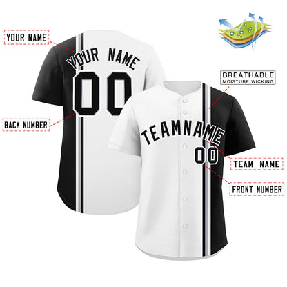 Custom White Black-Gray Personalized Color Block Authentic Baseball jersey