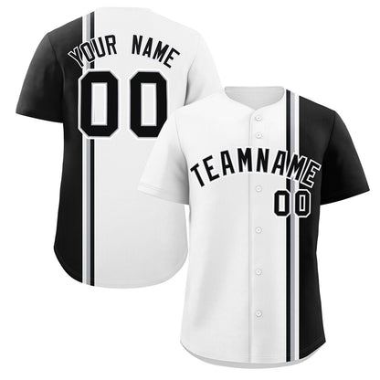 Custom White Black-Gray Personalized Color Block Authentic Baseball jersey