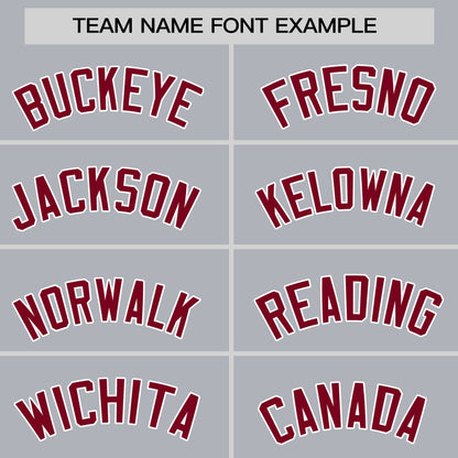 Custom Gray Crimson-White Personalized Color Block Authentic Baseball jersey