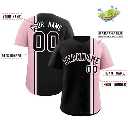 Custom Black Light Pink-White Personalized Color Block Authentic Baseball jersey