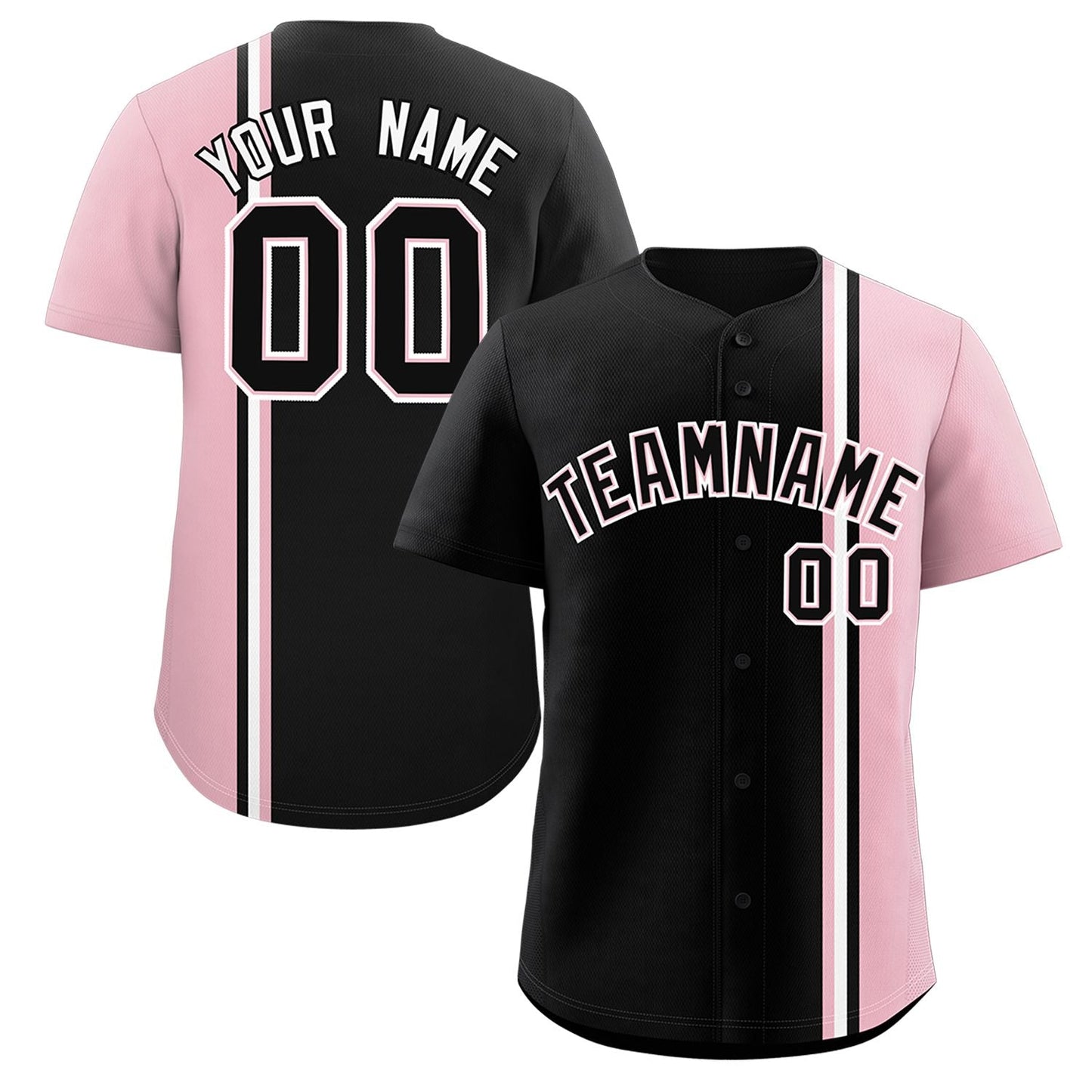 Custom Black Light Pink-White Personalized Color Block Authentic Baseball jersey