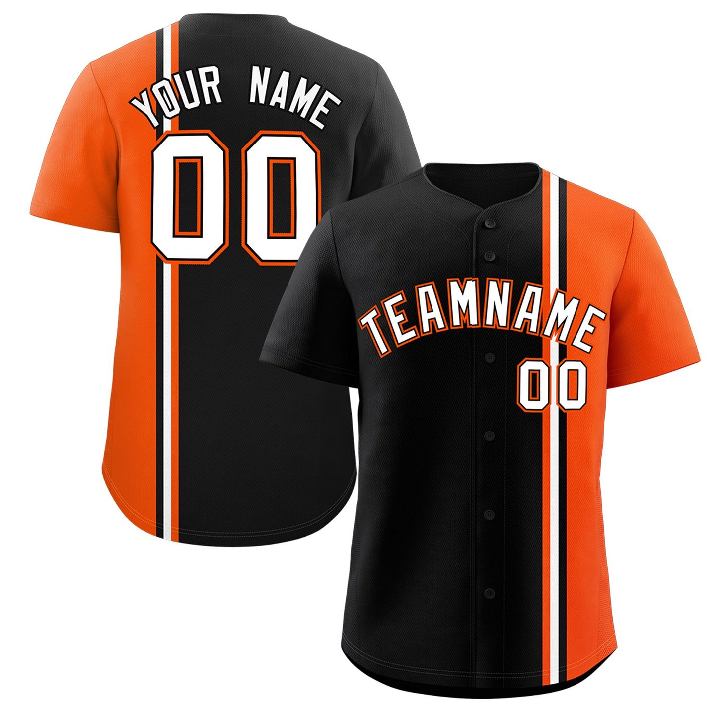 Custom Black Orange-White Personalized Color Block Authentic Baseball jersey