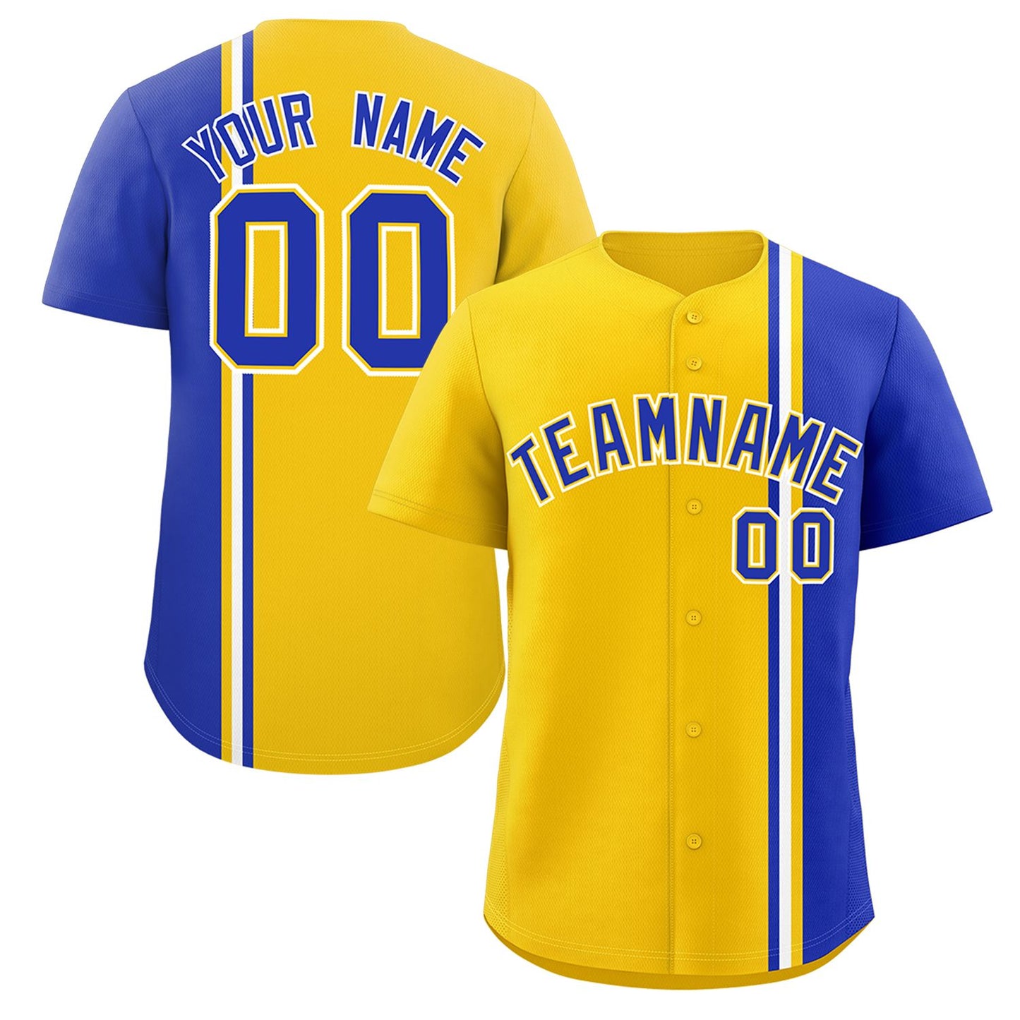 Custom Gold Royal-White Personalized Color Block Authentic Baseball jersey