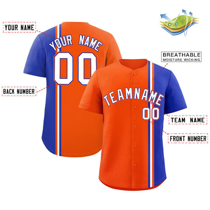 Custom Orange Royal-White Personalized Color Block Authentic Baseball jersey