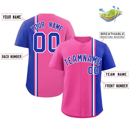 Custom Pink Royal-White Personalized Color Block Authentic Baseball jersey