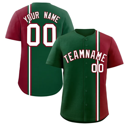 Custom Green Crimson-White Personalized Color Block Authentic Baseball jersey