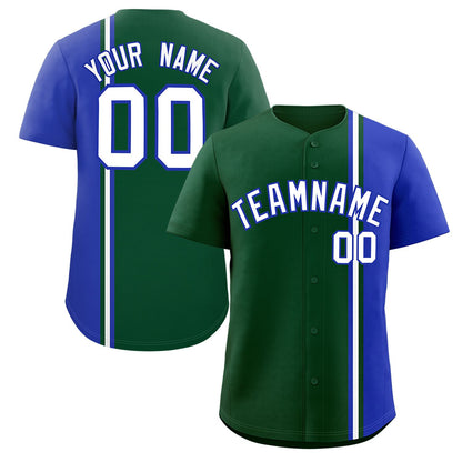 Custom Green Royal-White Personalized Color Block Authentic Baseball jersey