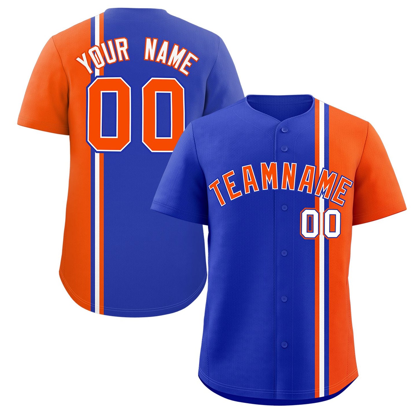 Custom Royal Orange-White Personalized Color Block Authentic Baseball jersey