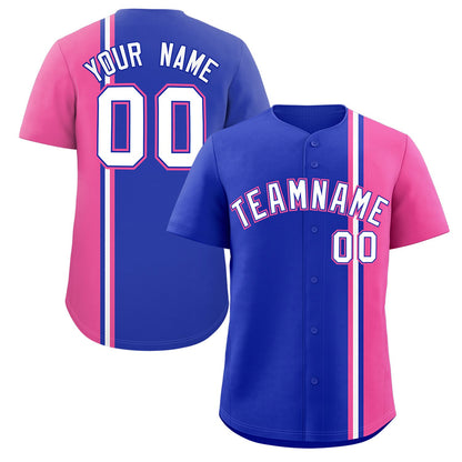 Custom Royal Pink-White Personalized Color Block Authentic Baseball jersey