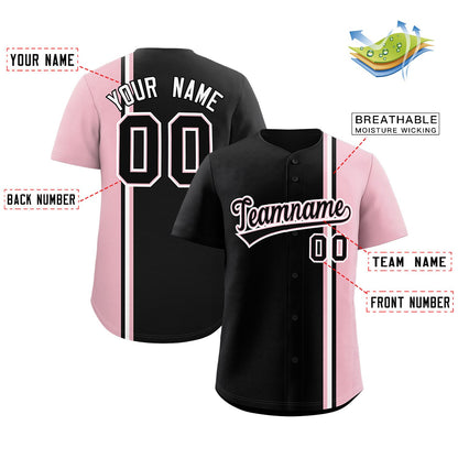 Custom Black Light Pink-White Personalized Color Block Authentic Baseball jersey