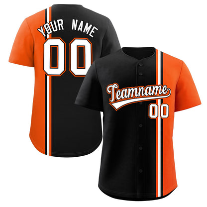 Custom Black Orange-White Personalized Color Block Authentic Baseball jersey