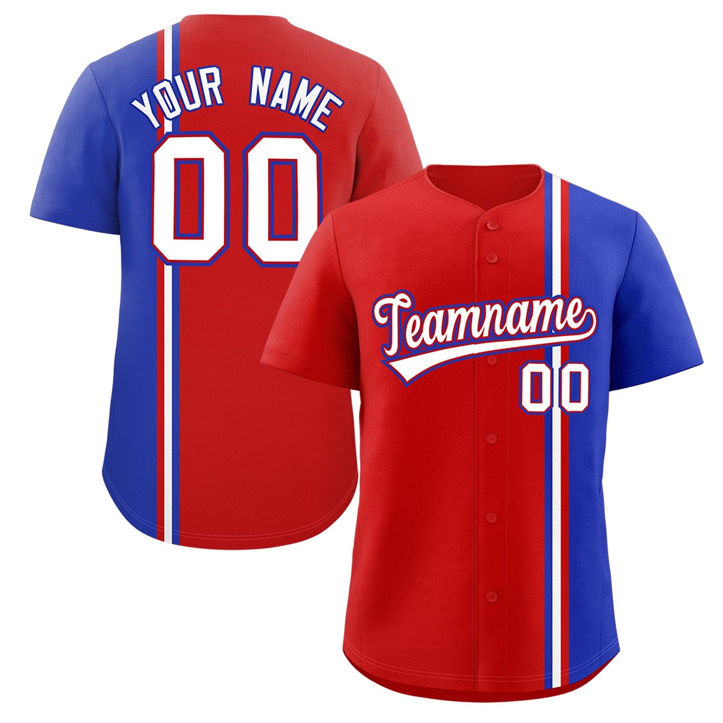 Custom Red Royal-White Personalized Color Block Authentic Baseball jersey