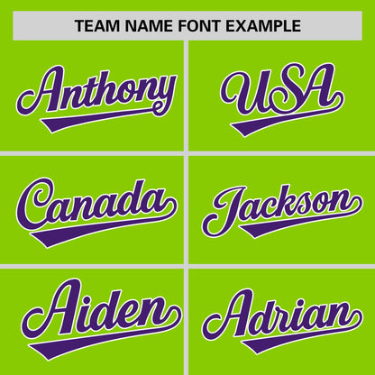 Custom Neon Green Purple-White Personalized Color Block Authentic Baseball jersey