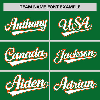 Custom Kelly Green Orange-White Personalized Color Block Authentic Baseball jersey