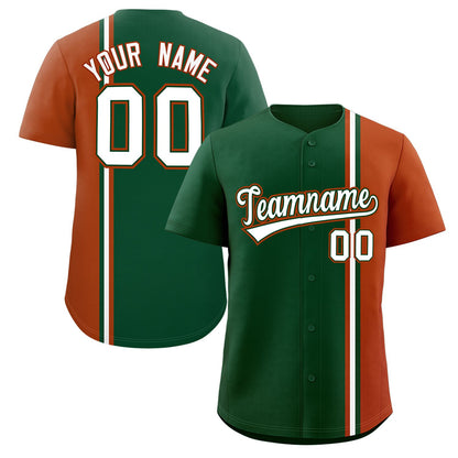 Custom Green Texas Orange-White Personalized Color Block Authentic Baseball jersey